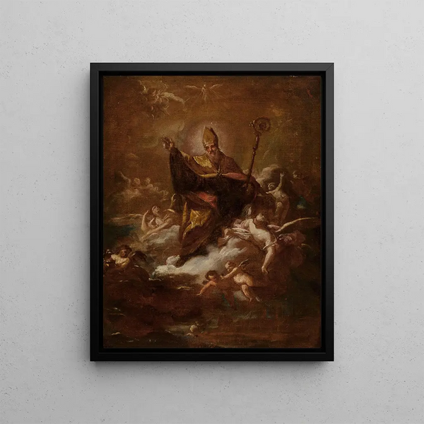 L'Apothéose d'un saint évêque - Napolitan School — framed artwork on a wall