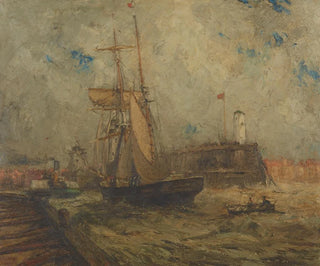 Brigantin entering the port of Littlehampton - Nelson Dawson — artwork view