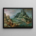 Landscape rocky painting with many figures - Dutch School — framed artwork on a wall