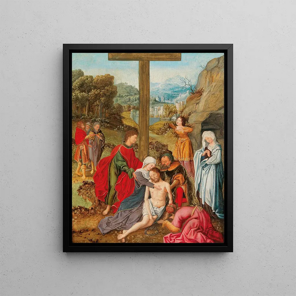 The Lamentation of Christ - Dutch School — framed artwork on a wall