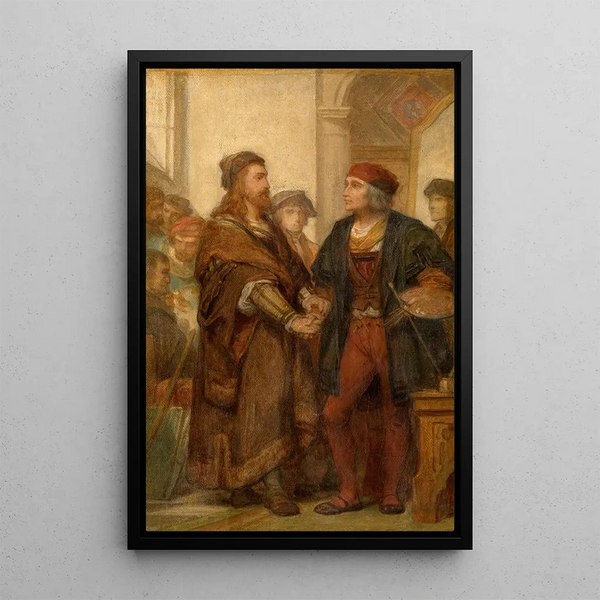 Albrecht Dürer visiting Quinten Massijs - Nicaise De Keyser — framed artwork on a wall