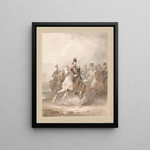 Horse portrait painting of King William II - Nicaise De Keyser — framed artwork on a wall