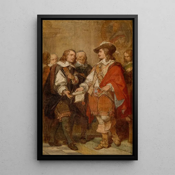 the Antwerp Academy Foundation by David Teniers II - Nicaise De Keyser — framed artwork on a wall