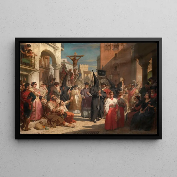 the Procession of Good Friday in Seville - Nicaise De Keyser — framed artwork on a wall