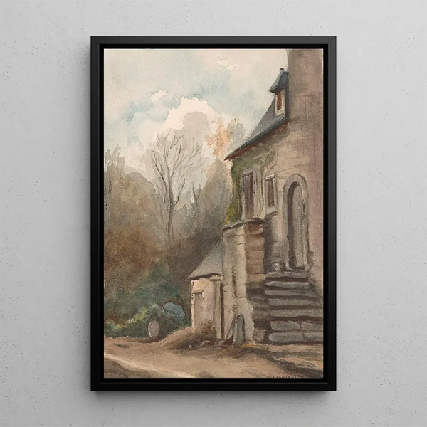 Landscape with a house 3 - Nicaise De Keyser — framed artwork on a wall