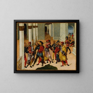 The murder of the mage Smerdis - Niccolò Giolfino — framed artwork on a wall