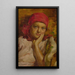 Portrait of a young girl with a red scarf - Nicholas B. Haritonoff — framed artwork on a wall