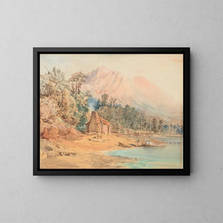 Store Bennells, Lake Wakatipu - Nicholas Chevalier — framed artwork on a wall