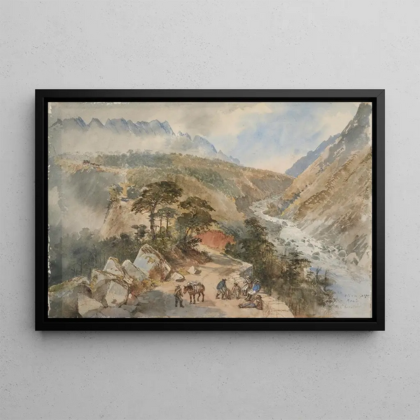 Route des gorges d'Otira - Nicholas Chevalier — framed artwork on a wall