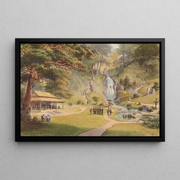 Les jardins du palais du Mikado à Yedo - Nicholas Chevalier — framed artwork on a wall