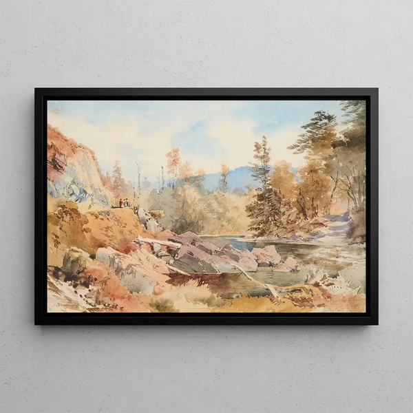 Sandy Path Between Trees with Hay Cart - Nicholas Chevalier — framed artwork on a wall