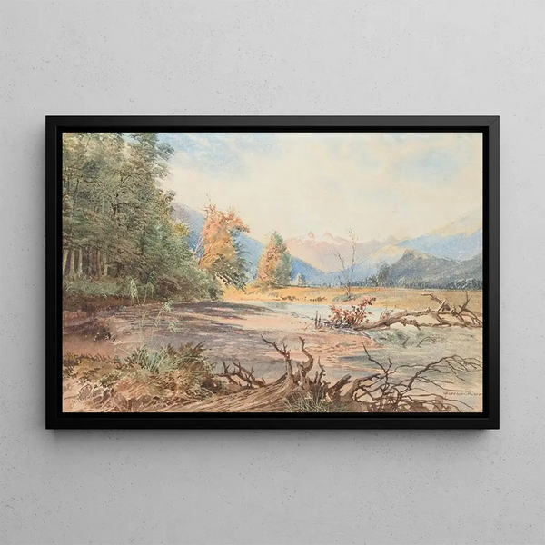 River Upukerora - Nicholas Chevalier — framed artwork on a wall