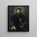Portrait of a gentleman with a falcon - Niccolò dell'Abate — framed artwork on a wall
