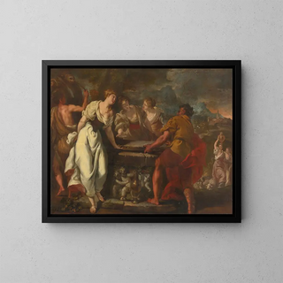 Rachel and Jacob at the Well - Nicola Grassi — framed artwork on a wall