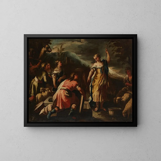 Rebecca and Eleazar at the Well - Nicola Malinconico — framed artwork on a wall