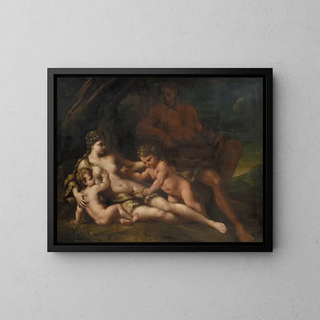 Adam and Eve with Cain and Abel - Nicola Vaccaro — framed artwork on a wall