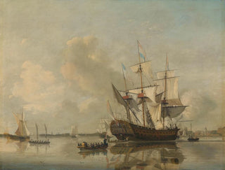 The naval frigate Rotterdam on the Meuse near Rotterdam - Nicolaas Baur — artwork view
