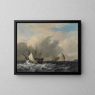 the warship of the navy at Westerlaag in Amsterdam - Nicolaas Baur — framed artwork on a wall