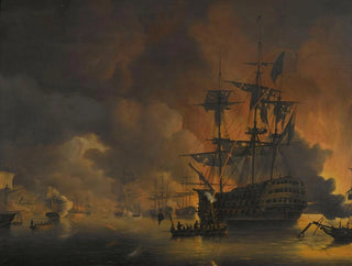 L'incendie sur les quais d'Alger peu après le début du bombardement par la flotte anglo-néerlandaise, 27 août 1816 - Nicolaas Baur — artwork view