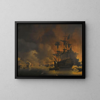 L'incendie sur les quais d'Alger peu après le début du bombardement par la flotte anglo-néerlandaise, 27 août 1816 - Nicolaas Baur — framed artwork on a wall