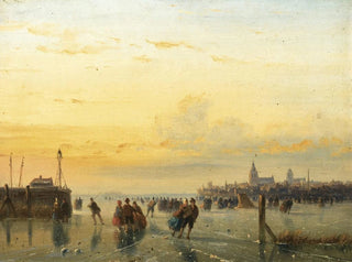 numerous skaters near a city - Nicolaas Johannes Roosenboom — artwork view