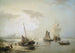 Voiliers au large de la côte hollandaise au lever du jour - Nicolaas Riegen — artwork view