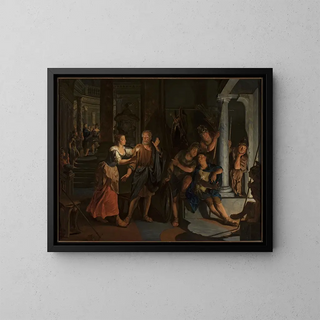 The reniement of Saint Peter - Nicolaas Verkolje — framed artwork on a wall