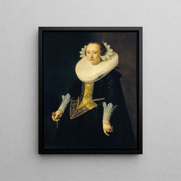 Portrait of a 22-year-old woman - Nicolaes Eliasz Pickenoy — framed artwork on a wall