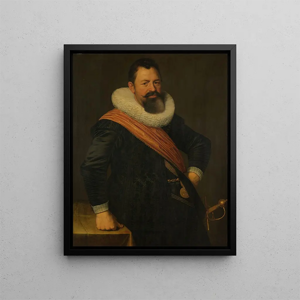 Portrait of Jochem Hendricksz Swartenhont 1566-1627 - Nicolaes Eliasz Pickenoy — framed artwork on a wall