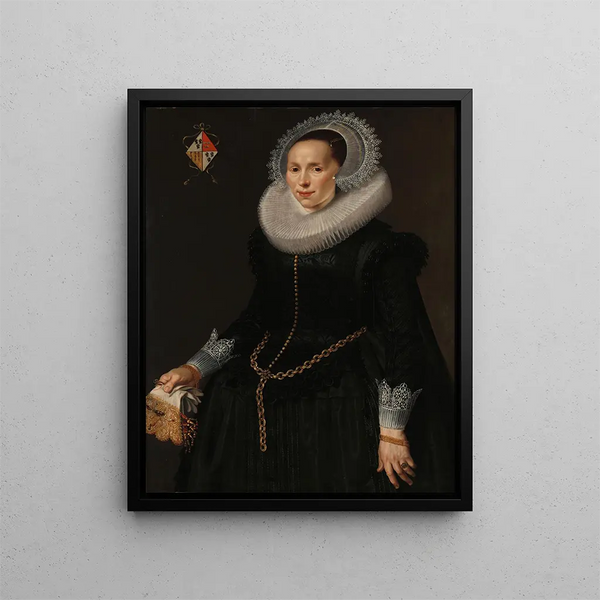 Portrait of Johanna le Maire c. 1601-160 - Nicolaes Eliasz Pickenoy — framed artwork on a wall