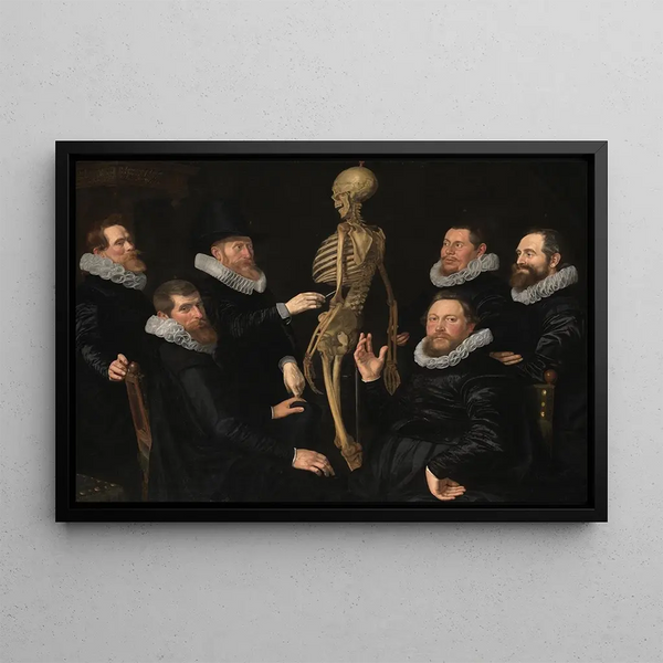 La Classe d'Ostéologie du Dr Sebastiaen Egbertsz - Nicolaes Eliasz Pickenoy — framed artwork on a wall
