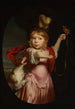 Portrait painting of a boy in a classic suit with a bullfinch and a spaniel - Nicolaes Maes — artwork view