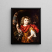 Portrait of a boy with a bow and a dog Amor - Nicolaes Maes — framed artwork on a wall