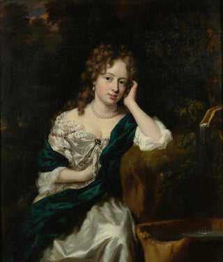 Nicolaes Maes - Portrait of a Lady Seated By a Fountain.webp