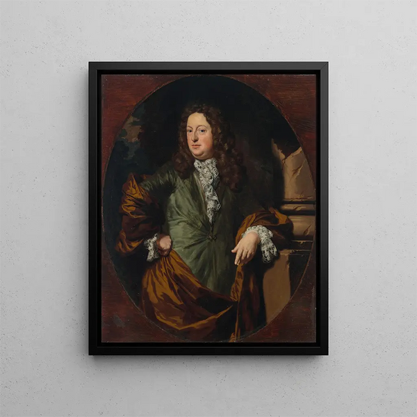 Portrait of a man traditionally identified as Count Borchgrave - Nicolaes Maes — framed artwork on a wall