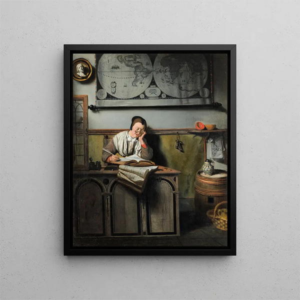The accountant - Nicolaes Maes — framed artwork on a wall