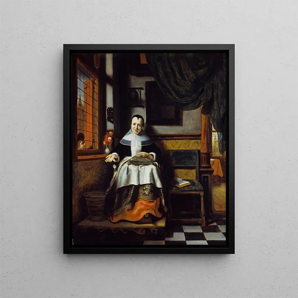 The Virtuous Woman - Nicolaes Maes — framed artwork on a wall