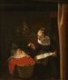 Young woman with cradle - Nicolaes Maes — artwork view