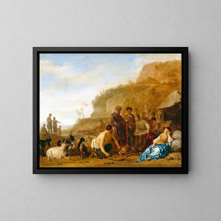 Laban searching for his gods - Nicolaes Moeyaert — framed artwork on a wall