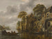 a river landscape with fishermen loading their nets near a city - Nicolaes Molenaer — artwork view
