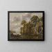 a river landscape with fishermen loading their nets near a city - Nicolaes Molenaer — framed artwork on a wall