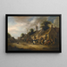 Village street scene with dancing and drinking characters - Nicolaes Molenaer — framed artwork on a wall