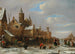 a joyful company on an icy river - Nicolaes Molenaer — artwork view