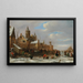 a joyful company on an icy river - Nicolaes Molenaer — framed artwork on a wall