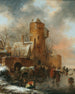 a winter landscape with a fortified city - Nicolaes Molenaer — artwork view