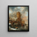a winter landscape with a fortified city - Nicolaes Molenaer — framed artwork on a wall