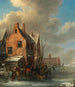 an winter landscape with figures on an icy river - Nicolaes Molenaer — artwork view