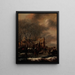 a winter landscape with figures on the ice - Nicolaes Molenaer — framed artwork on a wall