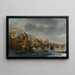 a vast winter landscape with numerous figures on the ice - Nicolaes Molenaer — framed artwork on a wall