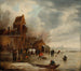 Winter Landscape with Skaters - Nicolaes Molenaer — artwork view